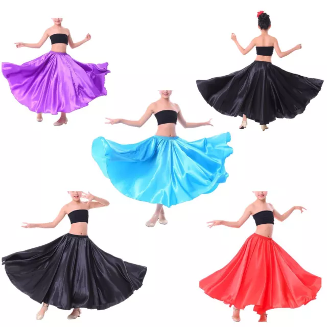 Niñas Falda Larga de Baile de Círculo Completo Falda Flamenco Latino Flamenco Disfraz de Salón