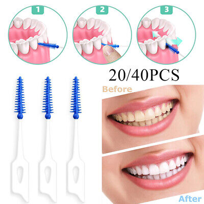20/40x cepillo interdental oral hilo dental varillas de plantas cabeza de diente palillo de dientes ☀