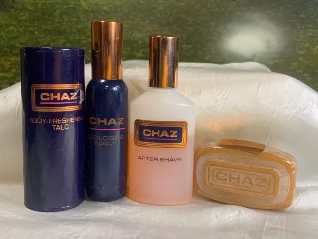Chaz 2 Fl Oz Aftershave (65%) / 1 Oz Cologne Sp/ 1.5 Oz Talc/ 2 Oz Soap Bar