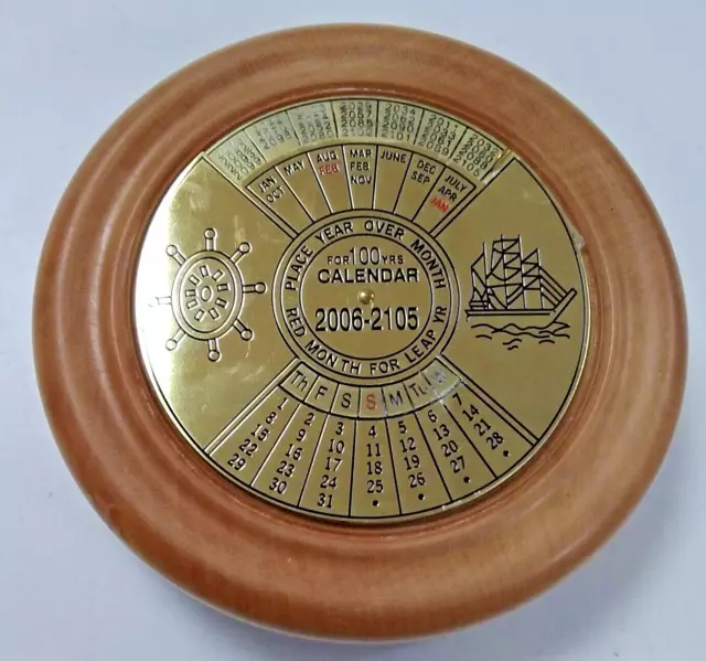 Hand Made Sycamore And Brass 100 Year Calendar 2006 - 2105