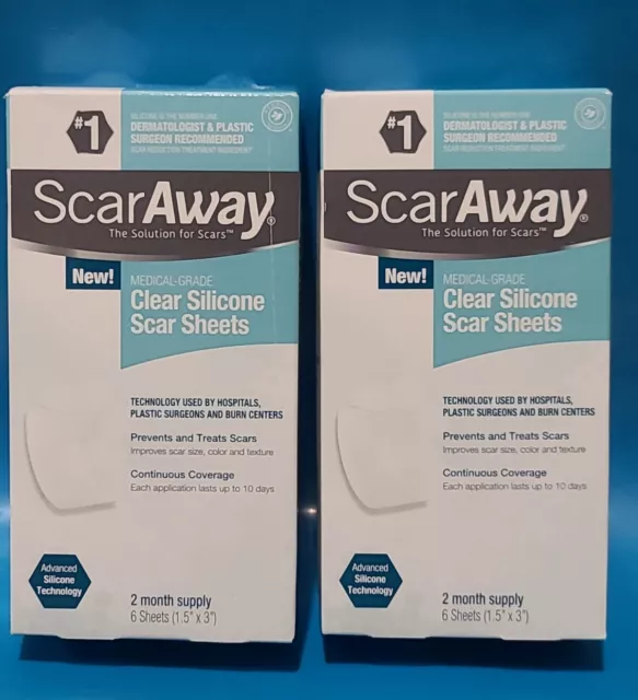 ( LOT OF 2 ) ScarAway Silicone -6 SHEETS - Stretch Marks, Burn, C-Section.