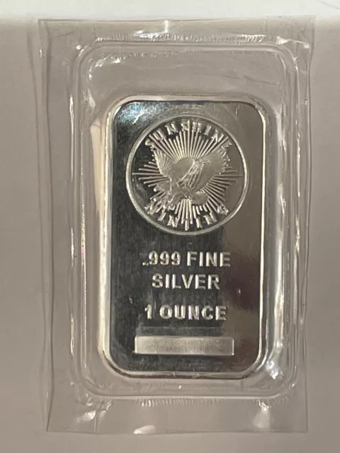 1 Troy Oz Sunshine Mint .999 Silver Bar - Brand New Individually Sealed #308