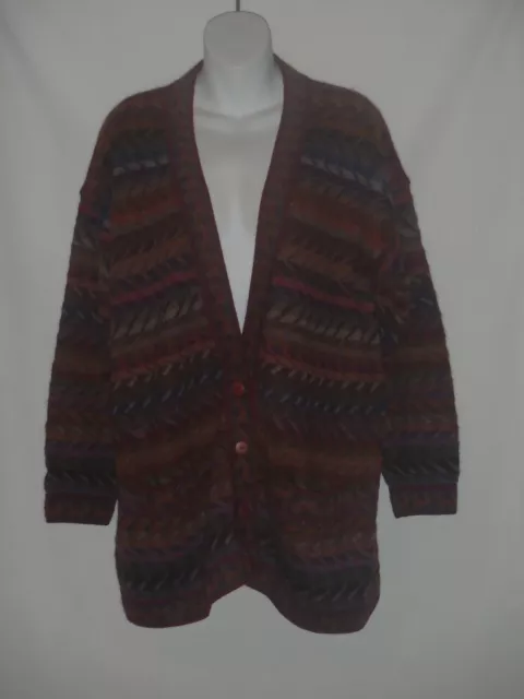 Womens Chompas 100% Alpaca Art to Wear Zig Zag Cardigan Sweater LARGE