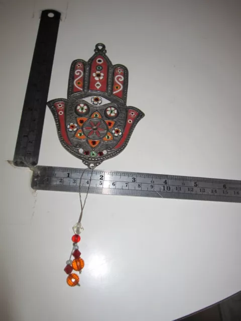 VINTAGE SIGNED GALMOR Hamsa/Hand of Fatima Pendant with Swarovski Beads ...