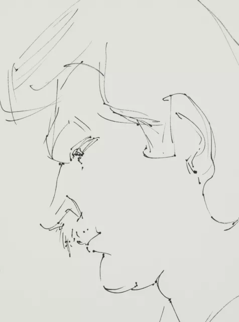 S. PRANGEL (20.Jhd), Mann im Profil,  1979, Federzeichnung Moderne Porträt
