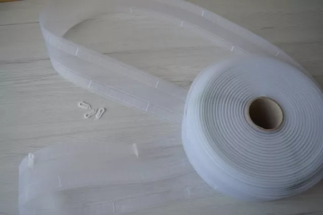 Fascia Wave Con Paperi Per Tende Alta Cm 7,5 Trasparente