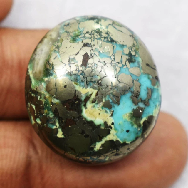 56.35 Ct Natural Arizona Morenci Blue Turquoise Cabochon Certified Gemstone