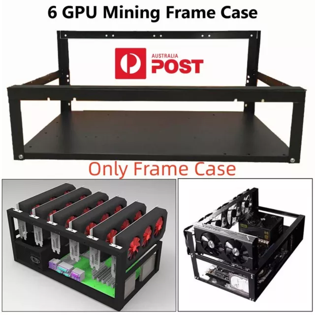 1Set 6/8 GPU Open Air Mining Frame Case 50x28.5x22.5cm Black Iron Universal