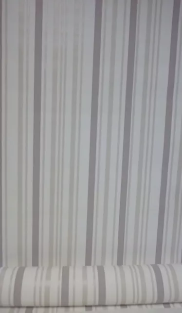 Textured Taupe White Stripe Wallpaper - Neutral Vinyl - Paste The Wall  51130607