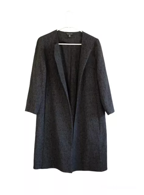 Eileen Fisher Shale Tencel Stretch Jacquard Coat Size Small Open Front