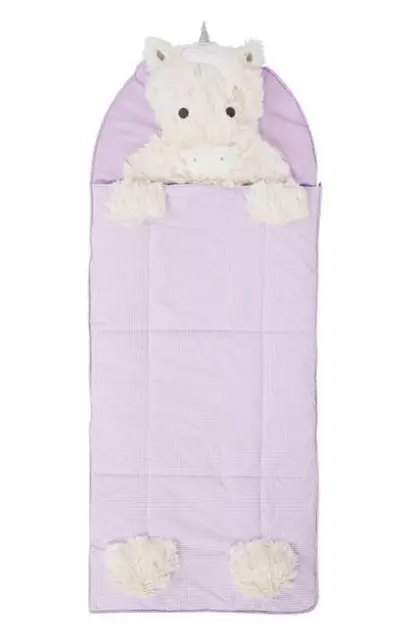 Pottery Barn Kid- Shaggy Unicorn Sleeping Bag -Monogramed AUDREY- Purple Checked Pottery Barn Kid- Shaggy Unicorn Sleeping Bag -Monogramed AUDREY- Purple Checked