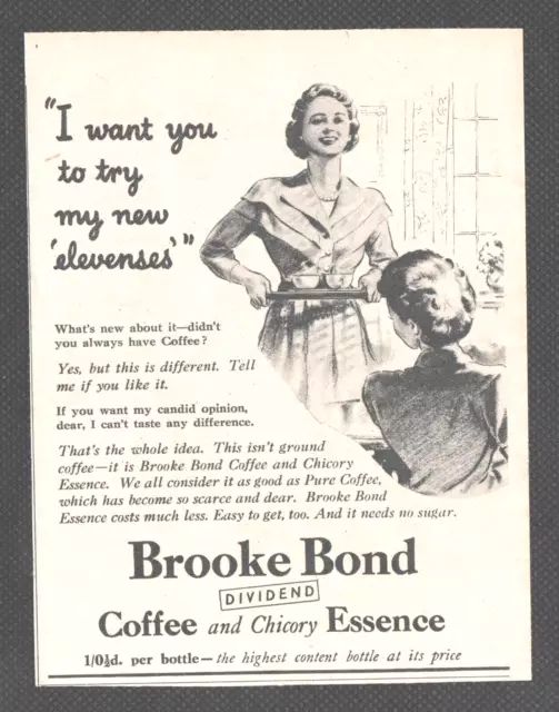 BROOKE BOND   Coffee & Chicory Essence   drink  :- Original Vintage 1950 Advert