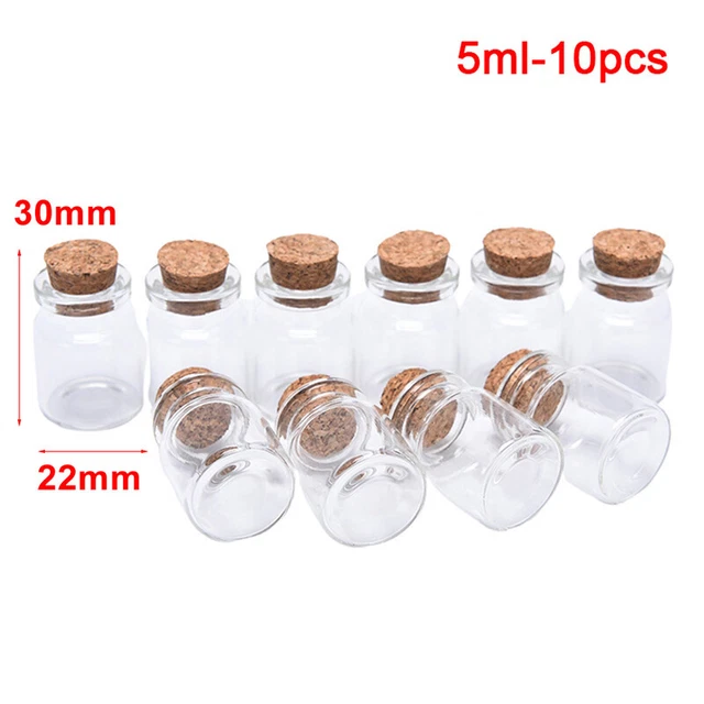 10 PIEZAS Mini Botellas de Vidrio con Tapón de Corcho Botella Transparente Vial Boda DecoraciónAGAH