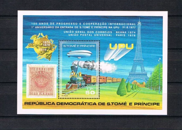 Sao Tome und Principe 1978 Block 17 UPU/Eisenbahn/Zuge/Zeppelin Postfrisch