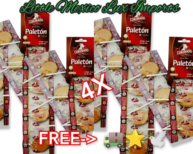 Paletas Coronado Cajeta Tiras-4 (10cada una) Leche de Cabra Caramelo 40 Piruletas 120gea ( )