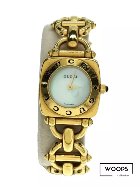 Gucci 6400L  Watch Horsebit Quartz Women's Gold White Dial Working Vintage