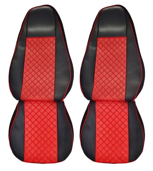 2 Piezas Fundas de Asiento Cuero Eco Negro Rojo para Renault T 430-500 2015-2021