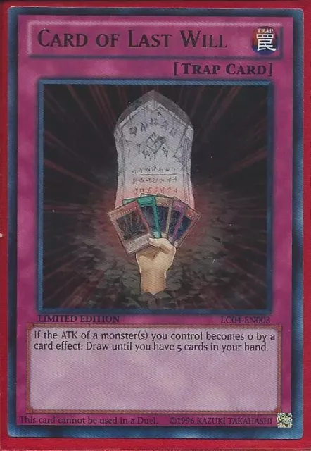 Yugioh - Card of Last Will - Limited Edition Ultra Rare Holographic Card