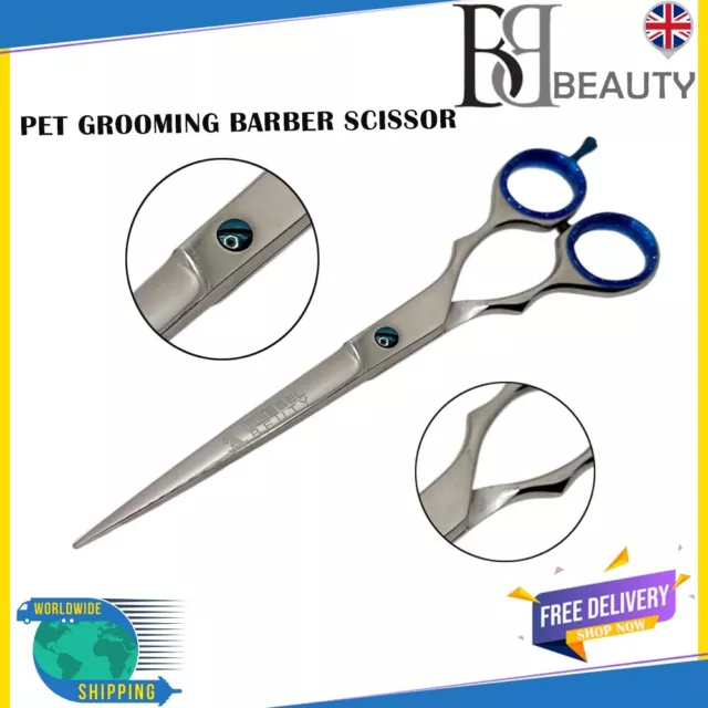 7" Pet Hair Professional Scissors SHARP Shears Straight  Dog Cat Grooming