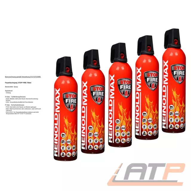 5x 750ml REINOLDMAX STOP FIRE UNIVERSAL FEUER LÖSCH SPRAY AUTO KFZ 31488733