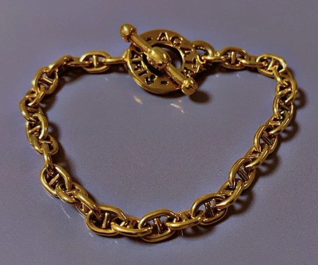 Bracelet Vintage AGATHA Paris Plaqué Or & Perles Blanches - Modèle 5059 à Pampilles - Parfait État