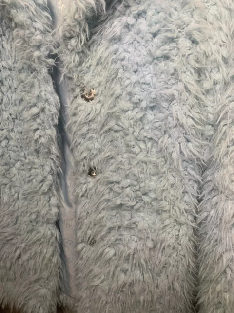 GUESS Faux Fur Coat Size Small Powder Blue 3