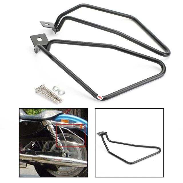 Black Saddlebag Support Mounting Bracket Fit for  Sportster Fat bob FXDF Dyna CA