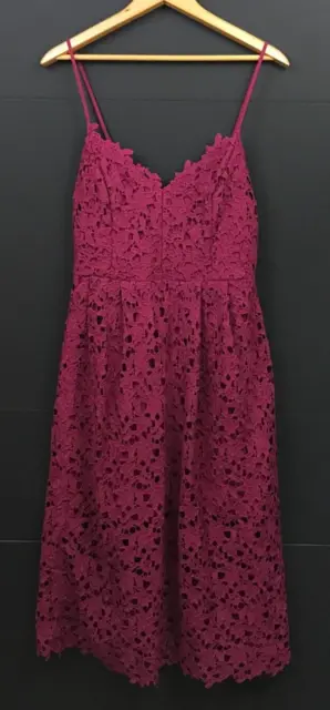 Astr the Label Lace A-Line Midi Dress Red Tannin Wine Color Size XL