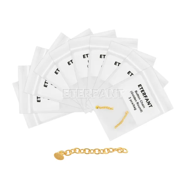 10XETERFANT Dental Ortho Lingual Button Chains W/ Mesh Round Base Gold 2Pcs/Pack