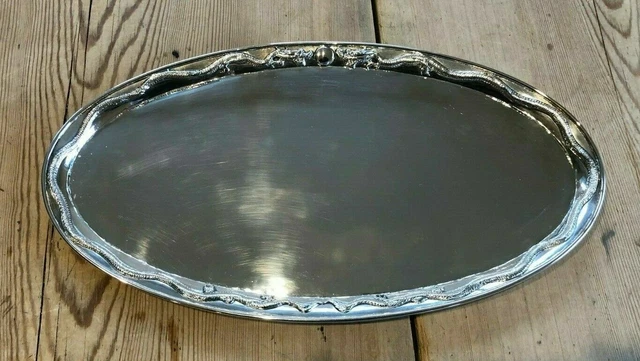 Stunning Antique Chinese Export Silver Salver with Dragons Circa 1890