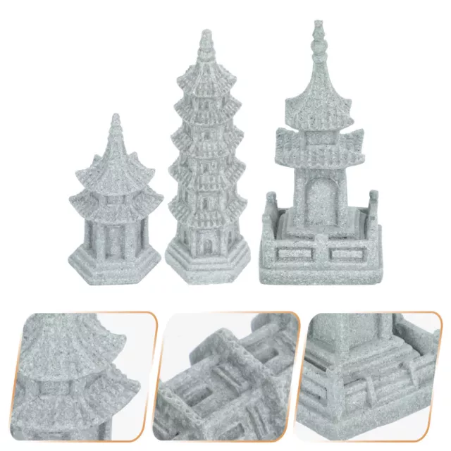 Statua Pagoda Torre: Ceramica Faita Giardino Figura Set da 3 per Giardino Zen & Acquario