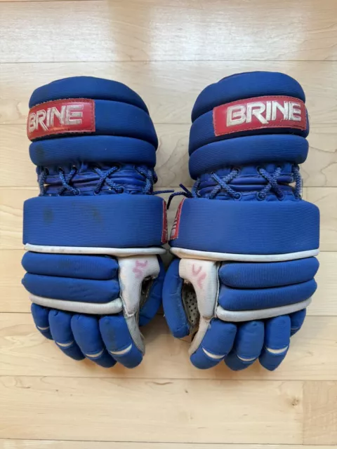 Brine Lacrosse Gloves L-35  Leather Blue White Floating Cuff System