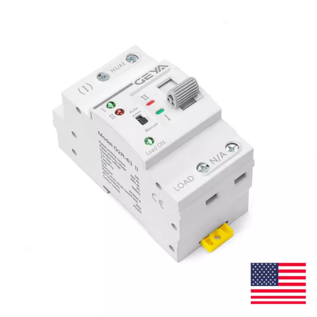 GEYA Mini Dual Power Automatic Transfer Switch 2P 63A 220V For Grid & Generator