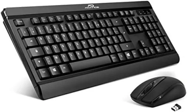 Pack Clavier 105 touches + Souris 3 boutons sans fil 2.4Ghz silencieux 1000 DPI