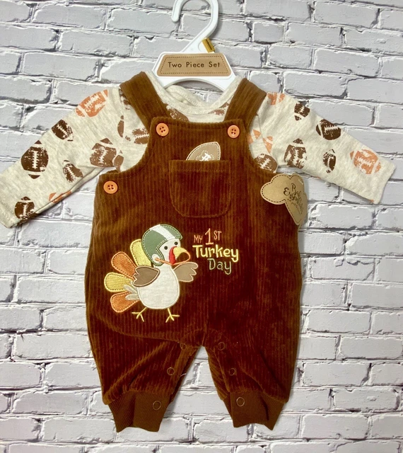 Baby Boy 2 Piece Set”My 1st Turkey Day” Fall Thanksgiving NWT