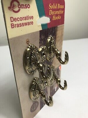 2 Conso Brass Decorative Hooks - Double Serpent - Solid Brass Decorative Hooks
