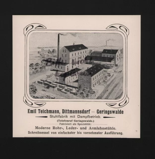 DITTMANNSDORF-GERINGSWALDE, Werbung 1905, Emil Teichmann Stuhl-Fabrik
