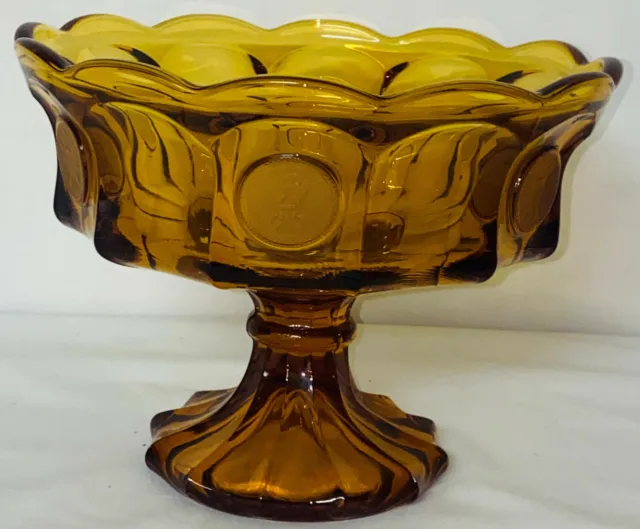 Fostoria COIN FROSTED AMBER *8 1/2" FOOTED BOWL/COMPOTE*