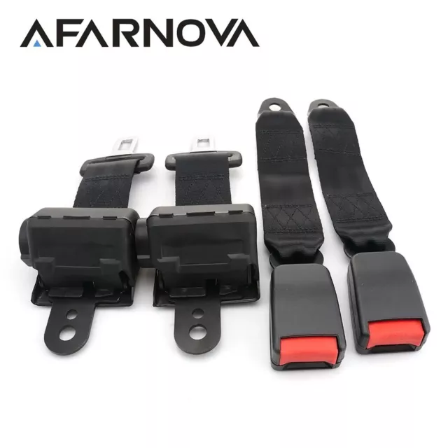 2Set Black 2 Point Harness Seat Belt  Strap Retractable Replace Belt Universal