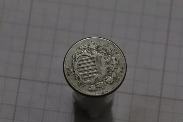 🧭 🇺🇸 Usa 5 Cents Shield Nickel 1868 Sharp Details B70 #K6055