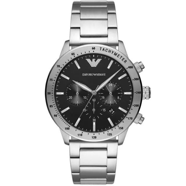 Emporio Armani AR11241 Orologio da uomo quadrante nero NUOVO