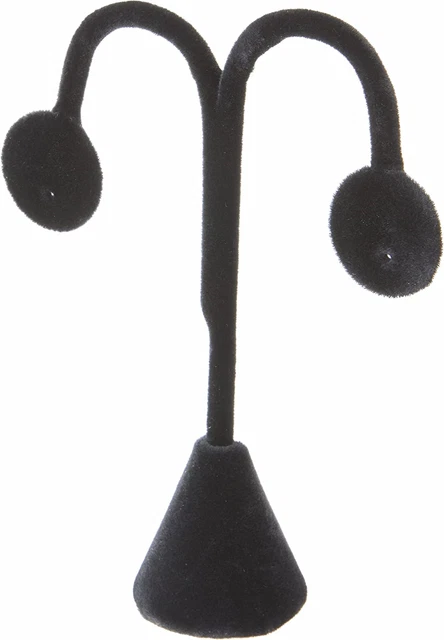 Plymor Black Velvet Lamp Style, Single Pair Earring Display Stand, 3.75" W x D x
