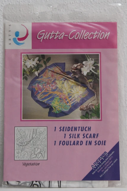 "Seidentuch, ARTY'S Gutta Collection, "Vegetación" 90 x 90 cm, Pongé 5