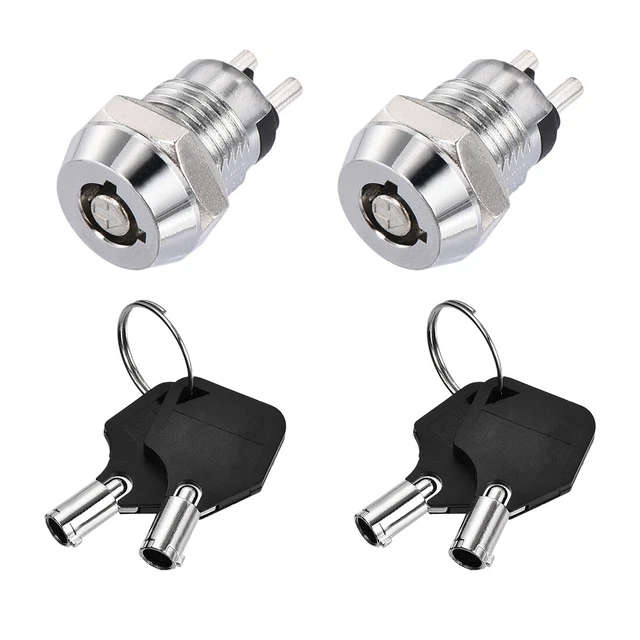 Interrupteur à Clé 22 Mm - Type DPST 2NO - Momentané/verrouillage - 220V - Pour Contacteurs, Relais, Circuits De Commande