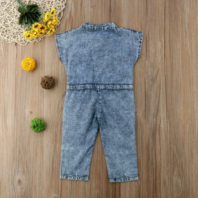Toddler Kids Baby Girl Denim Romper Jumpsuits Long Pants Outfits Clothes 5