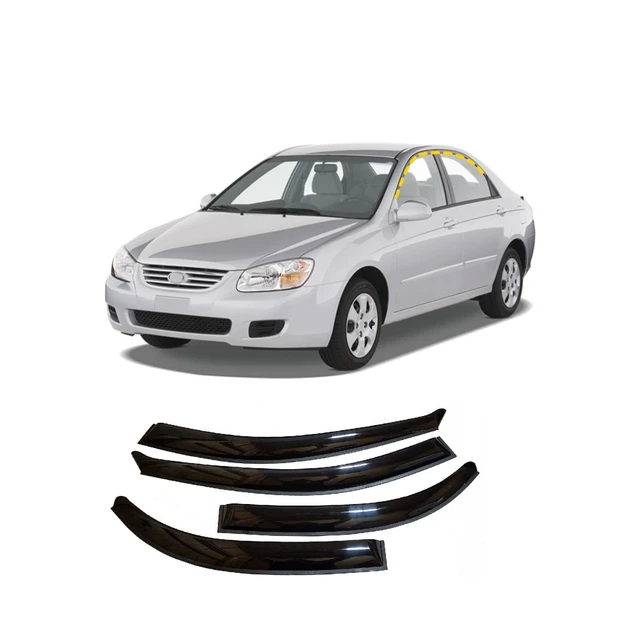 Rain Guards for Kia Spectra 2004-2009 (4PCs) Smoke Tinted Tape-On Style