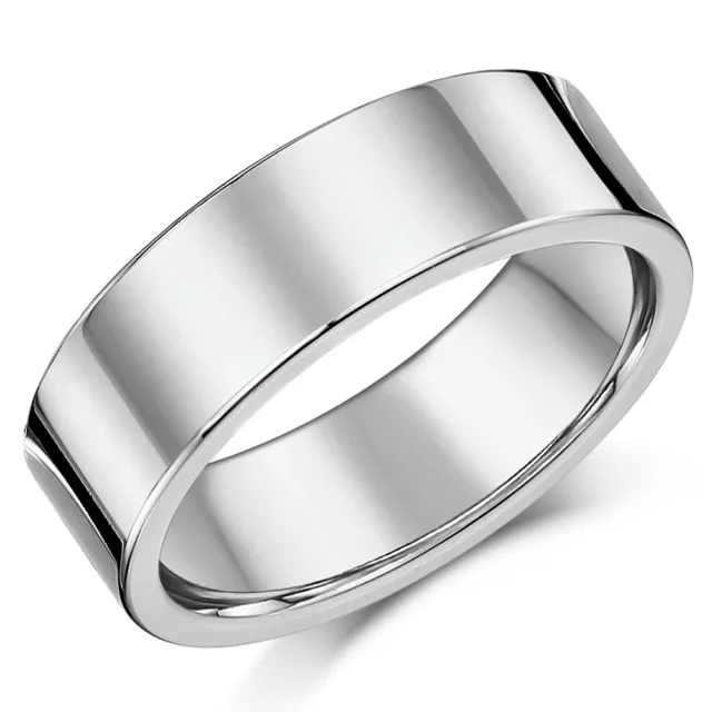 Titanium High polished Mens Wedding Ring Flat Court Shaped Solid Band