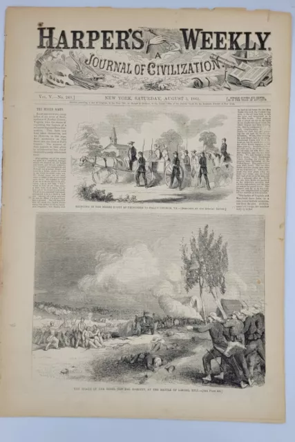 Harper's Weekly 8/3/1861    Battle of Bull Run   Famous Issue! / 2nd Miss. Reg.