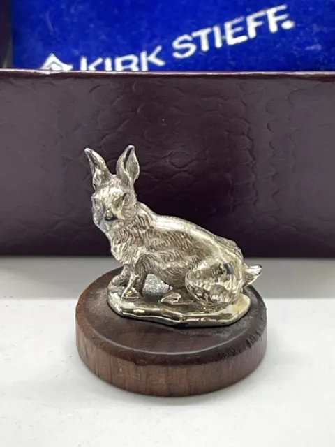 Vintage Kirk Stieff Miniature Sterling Silver Bunny Rabbit Figurine Original Box