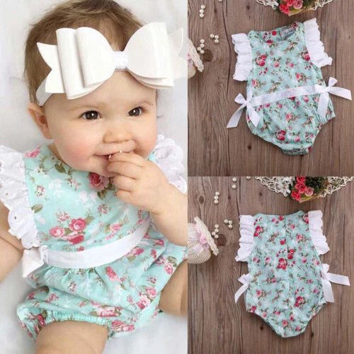Newborn Baby Girls Outfits Clothes Lace Ruffle Romper Bodysuit Jumpsuit Playsuit
